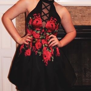 Floral High Neck Formal Dress